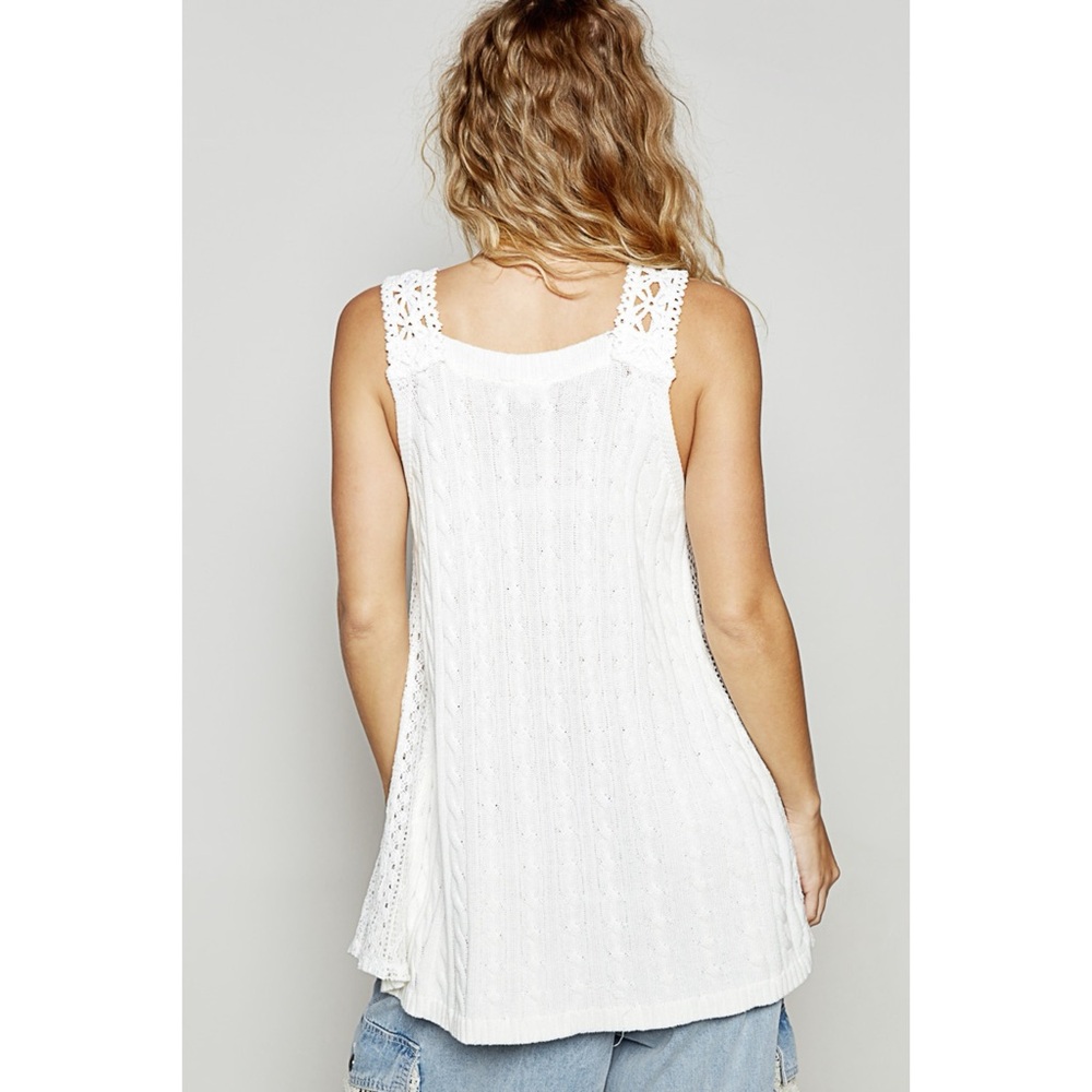 POL Off White Floral Sleeveless Knit Top - Picture 5 of 7